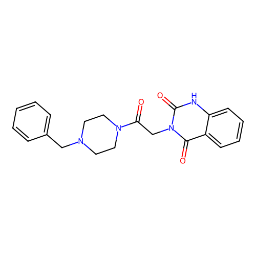 3-(2-(4-benzylpiperazin-1-yl)-2-oxoethyl)quinazoline-2,4(1H,3H)-dione structure
