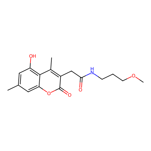 2-(5-hydroxy-4,7-dimethyl-2-oxo-2H-chromen-3-yl)-N-(3-methoxypropyl)acetamide structure