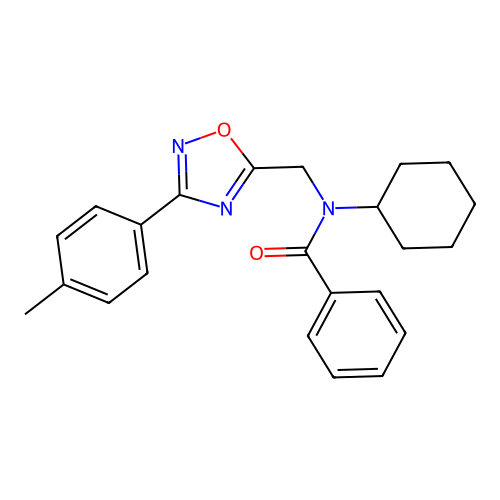 N-cyclohexyl-N-{[3-(4-methylphenyl)-1,2,4-oxadiazol-5-yl]methyl}benzamide structure