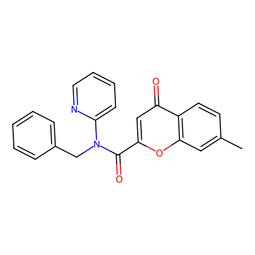 N-benzyl-7-methyl-4-oxo-N-(pyridin-2-yl)-4H-chromene-2-carboxamide structure