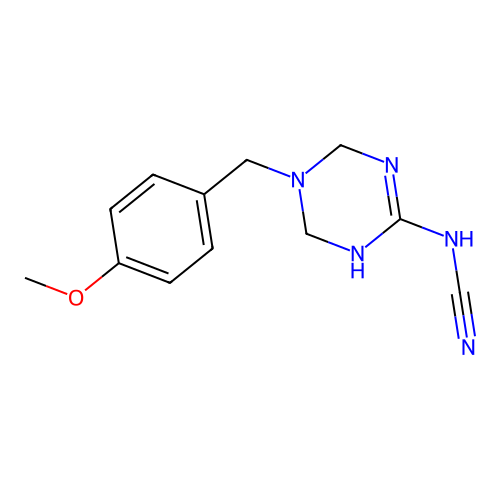 [5-(4-Methoxybenzyl)-1,4,5,6-tetrahydro-1,3,5-triazin-2-yl]cyanamide structure