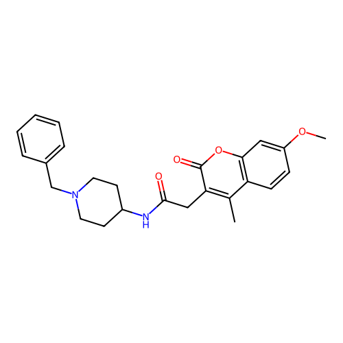 N-(1-benzylpiperidin-4-yl)-2-(7-methoxy-4-methyl-2-oxo-2H-chromen-3-yl)acetamide structure