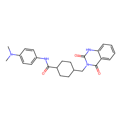 N-(4-(dimethylamino)phenyl)-4-((2,4-dioxo-1,2-dihydroquinazolin-3(4H)-yl)methyl)cyclohexanecarboxamide structure