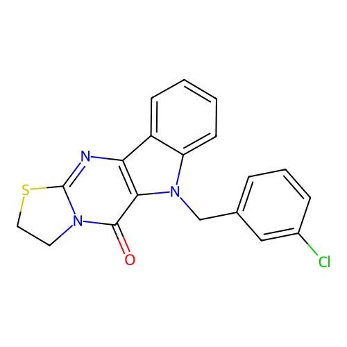 6-(3-chlorobenzyl)-2,3-dihydrothiazolo[3',2':1,2]pyrimido[5,4-b]indol-5(6H)-one structure