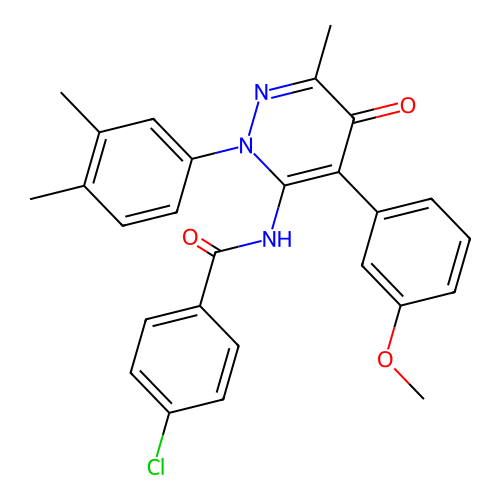 4-chloro-N-(2-(3,4-dimethylphenyl)-4-(3-methoxyphenyl)-6-methyl-5-oxo-2,5-dihydropyridazin-3-yl)benzamide structure