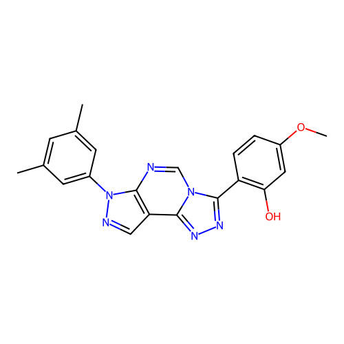 2-[7-(3,5-dimethylphenyl)-7H-pyrazolo[4,3-e][1,2,4]triazolo[4,3-c]pyrimidin-3-yl]-5-methoxyphenol structure