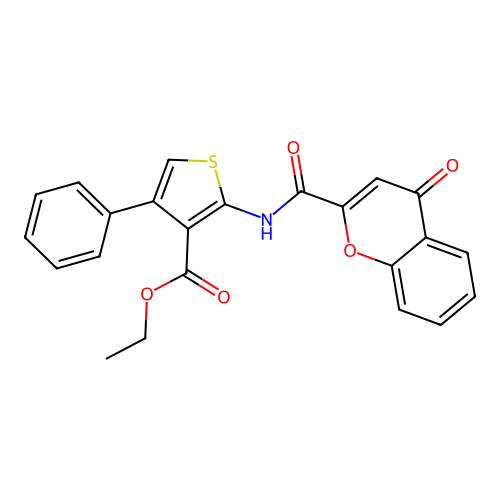 ethyl 2-{[(4-oxo-4H-chromen-2-yl)carbonyl]amino}-4-phenylthiophene-3-carboxylate structure