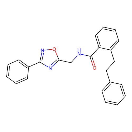 2-(2-phenylethyl)-N-[(3-phenyl-1,2,4-oxadiazol-5-yl)methyl]benzamide structure