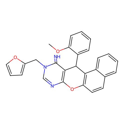 10-(furan-2-ylmethyl)-12-(2-methoxyphenyl)-10,12-dihydro-11H-benzo[5,6]chromeno[2,3-d]pyrimidin-11-imine structure