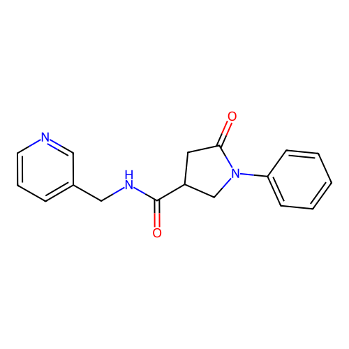 5-oxo-1-phenyl-N-(pyridin-3-ylmethyl)pyrrolidine-3-carboxamide structure