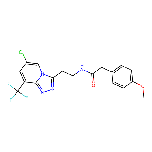 N-(2-(6-chloro-8-(trifluoromethyl)-[1,2,4]triazolo[4,3-a]pyridin-3-yl)ethyl)-2-(4-methoxyphenyl)acetamide structure