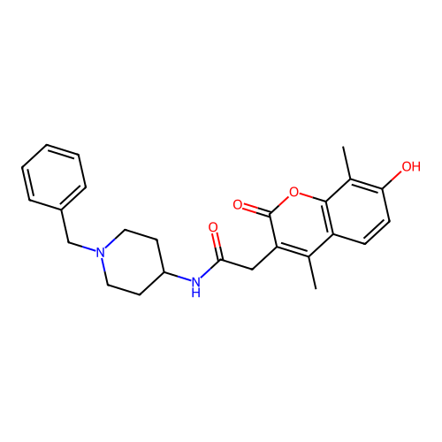 N-(1-benzylpiperidin-4-yl)-2-(7-hydroxy-4,8-dimethyl-2-oxo-2H-chromen-3-yl)acetamide structure