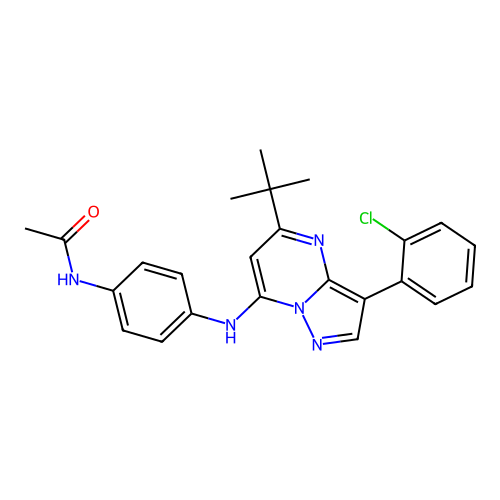 N-(4-{[5-tert-butyl-3-(2-chlorophenyl)pyrazolo[1,5-a]pyrimidin-7-yl]amino}phenyl)acetamide structure