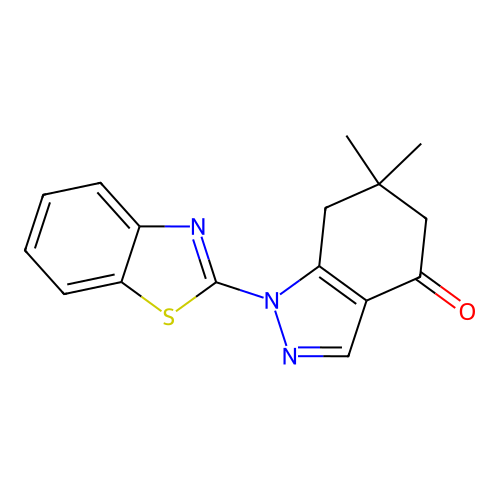 1-(1,3-benzothiazol-2-yl)-6,6-dimethyl-1,5,6,7-tetrahydro-4H-indazol-4-one structure