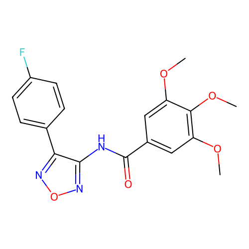 N-[4-(4-fluorophenyl)-1,2,5-oxadiazol-3-yl]-3,4,5-trimethoxybenzamide structure