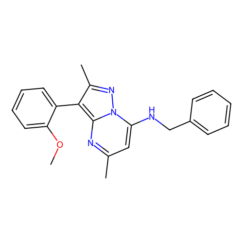 N-benzyl-3-(2-methoxyphenyl)-2,5-dimethylpyrazolo[1,5-a]pyrimidin-7-amine structure