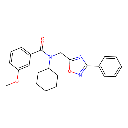N-cyclohexyl-3-methoxy-N-[(3-phenyl-1,2,4-oxadiazol-5-yl)methyl]benzamide structure