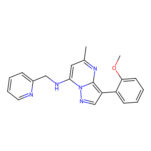 3-(2-methoxyphenyl)-5-methyl-N-(pyridin-2-ylmethyl)pyrazolo[1,5-a]pyrimidin-7-amine structure