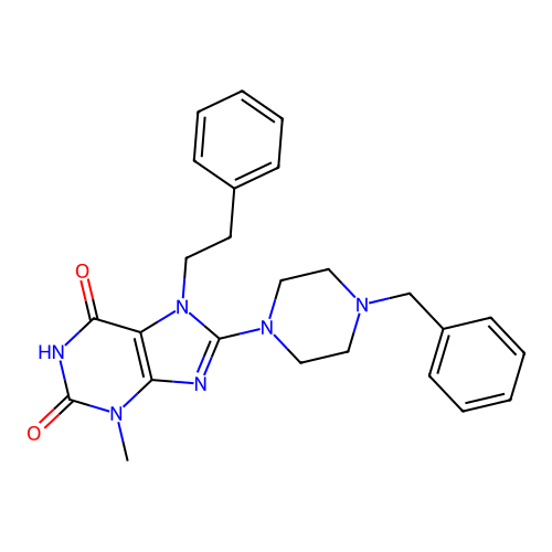 8-(4-benzylpiperazin-1-yl)-3-methyl-7-phenethyl-1H-purine-2,6(3H,7H)-dione structure