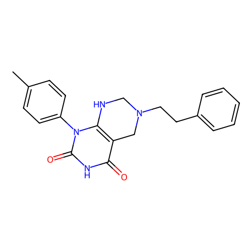 6-phenethyl-1-(p-tolyl)-5,6,7,8-tetrahydropyrimido[4,5-d]pyrimidine-2,4(1H,3H)-dione structure