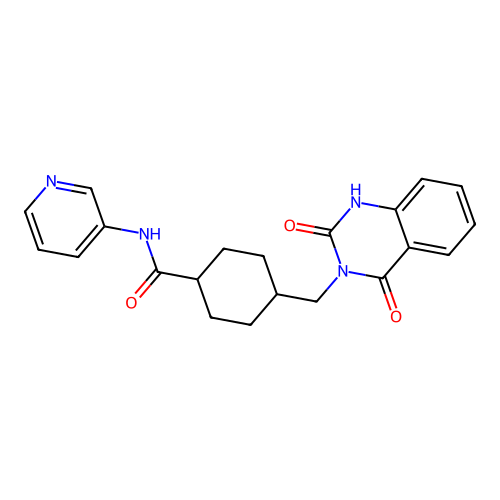 4-((2,4-dioxo-1,2-dihydroquinazolin-3(4H)-yl)methyl)-N-(pyridin-3-yl)cyclohexanecarboxamide structure