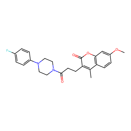 3-(3-(4-(4-fluorophenyl)piperazin-1-yl)-3-oxopropyl)-7-methoxy-4-methyl-2H-chromen-2-one structure