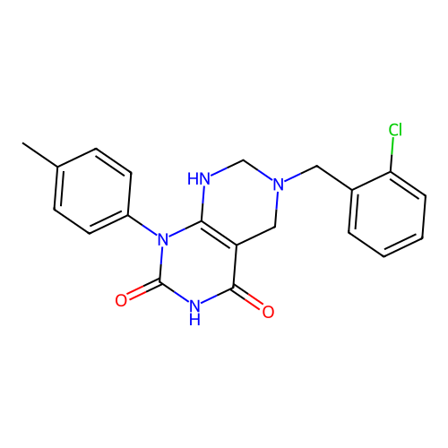6-(2-chlorobenzyl)-1-(p-tolyl)-5,6,7,8-tetrahydropyrimido[4,5-d]pyrimidine-2,4(1H,3H)-dione structure
