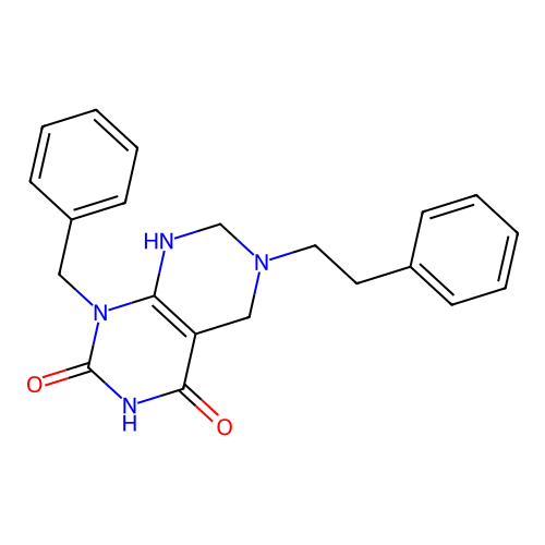 1-benzyl-6-phenethyl-7,8-dihydro-5H-pyrimido[4,5-d]pyrimidine-2,4-dione structure