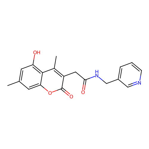 2-(5-hydroxy-4,7-dimethyl-2-oxo-2H-chromen-3-yl)-N-(pyridin-3-ylmethyl)acetamide structure
