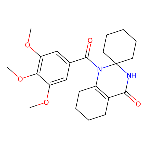 1-[(3,4,5-Trimethoxyphenyl)carbonyl]spiro[1,2,3,5,6,7,8-heptahydroquinazoline-2,1'-cyclohexane]-4-one structure