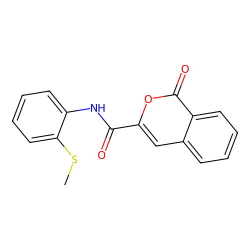 N-[2-(methylsulfanyl)phenyl]-1-oxo-1H-isochromene-3-carboxamide structure