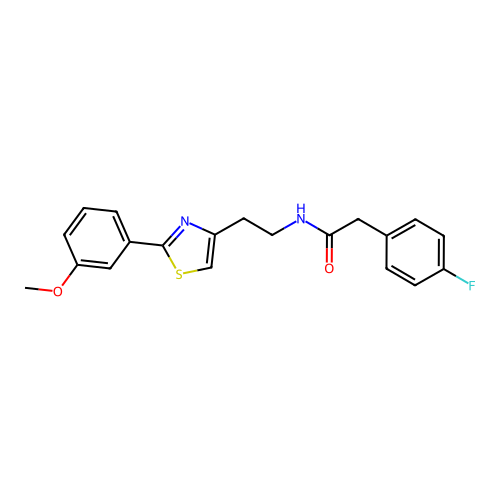 2-(4-fluorophenyl)-N-{2-[2-(3-methoxyphenyl)-1,3-thiazol-4-yl]ethyl}acetamide structure