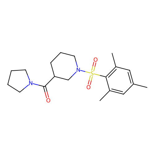 Pyrrolidin-1-yl-[1-(2,4,6-trimethylphenyl)sulfonylpiperidin-3-yl]methanone structure