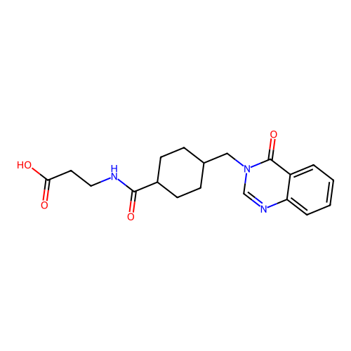 3-(4-((4-oxoquinazolin-3(4H)-yl)methyl)cyclohexanecarboxamido)propanoic acid structure