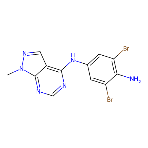 2,6-dibromo-N~4~-(1-methyl-1H-pyrazolo[3,4-d]pyrimidin-4-yl)benzene-1,4-diamine structure