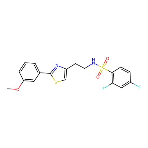 2,4-difluoro-N-{2-[2-(3-methoxyphenyl)-1,3-thiazol-4-yl]ethyl}benzenesulfonamide structure
