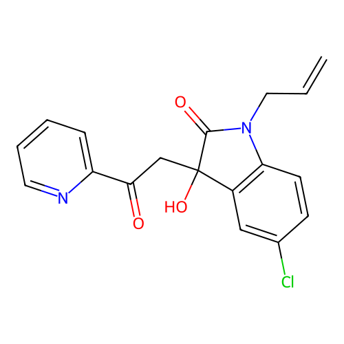 5-Chloro-3-hydroxy-3-(2-oxo-2-pyridin-2-ylethyl)-1-prop-2-enylindol-2-one structure