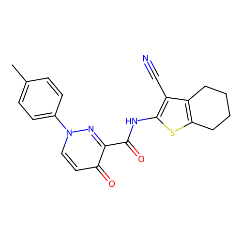 N-(3-cyano-4,5,6,7-tetrahydro-1-benzothiophen-2-yl)-1-(4-methylphenyl)-4-oxo-1,4-dihydropyridazine-3-carboxamide structure