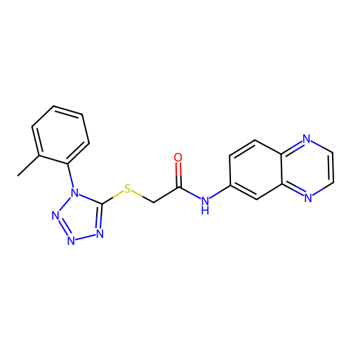 2-[1-(2-methylphenyl)tetrazol-5-yl]sulfanyl-N-quinoxalin-6-ylacetamide structure