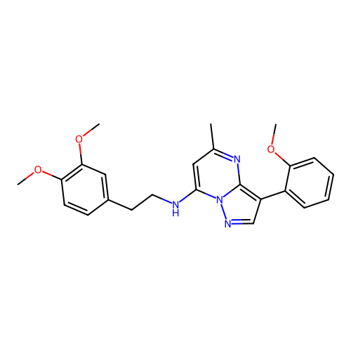 N-[2-(3,4-dimethoxyphenyl)ethyl]-3-(2-methoxyphenyl)-5-methylpyrazolo[1,5-a]pyrimidin-7-amine structure
