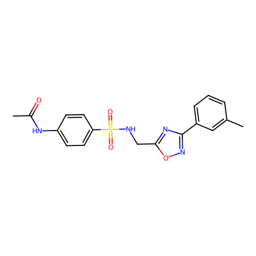 N-[4-[[3-(3-methylphenyl)-1,2,4-oxadiazol-5-yl]methylsulfamoyl]phenyl]acetamide structure