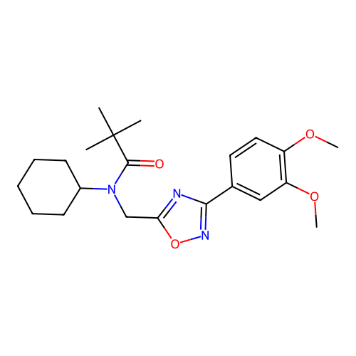N-cyclohexyl-N-((3-(3,4-dimethoxyphenyl)-1,2,4-oxadiazol-5-yl)methyl)pivalamide structure