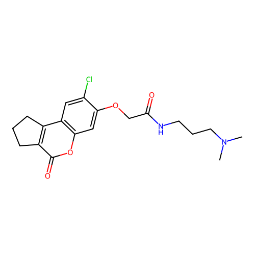 2-((8-chloro-4-oxo-1,2,3,4-tetrahydrocyclopenta[c]chromen-7-yl)oxy)-N-(3-(dimethylamino)propyl)acetamide structure
