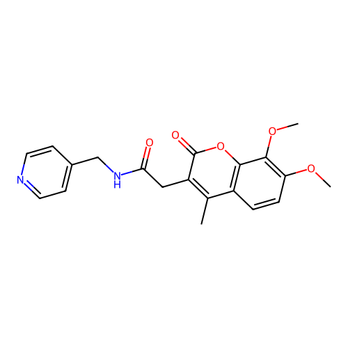 2-(7,8-dimethoxy-4-methyl-2-oxo-2H-chromen-3-yl)-N-(pyridin-4-ylmethyl)acetamide structure