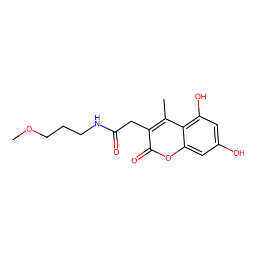 2-(5,7-dihydroxy-4-methyl-2-oxo-2H-chromen-3-yl)-N-(3-methoxypropyl)acetamide structure