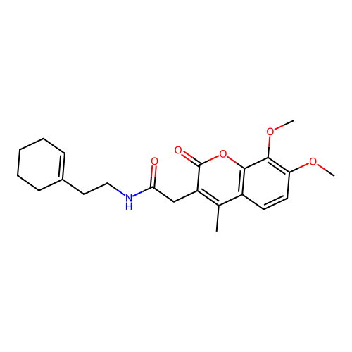 N-[2-(cyclohexen-1-yl)ethyl]-2-(7,8-dimethoxy-4-methyl-2-oxochromen-3-yl)acetamide structure
