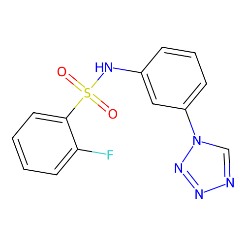 2-fluoro-N-[3-(1H-tetrazol-1-yl)phenyl]benzenesulfonamide structure