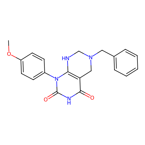 6-benzyl-1-(4-methoxyphenyl)-5,6,7,8-tetrahydropyrimido[4,5-d]pyrimidine-2,4(1H,3H)-dione structure