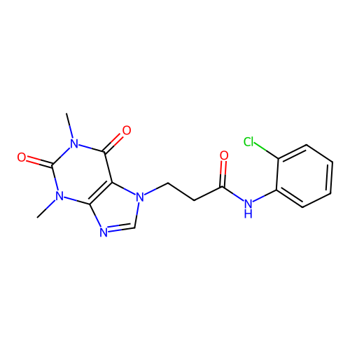 N-(2-chlorophenyl)-3-(1,3-dimethyl-2,6-dioxopurin-7-yl)propanamide structure