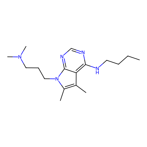 N-butyl-7-(3-(dimethylamino)propyl)-5,6-dimethyl-7H-pyrrolo[2,3-d]pyrimidin-4-amine structure